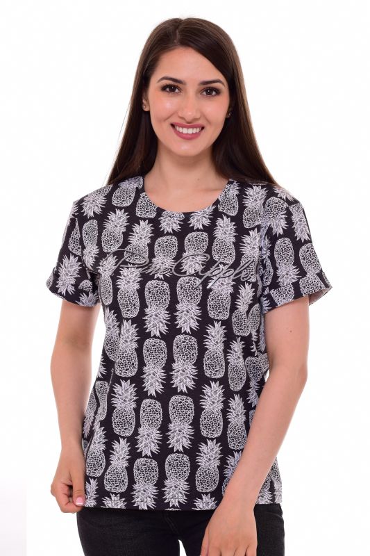 Women's T-shirt 6-184 (black), Pineapple